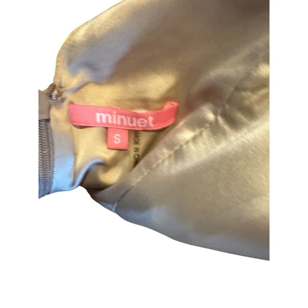 Yellow & Silver Floral Cap Sleeve Dress By Minuet S V-Neck Back Zipper - Picture 5 of 9